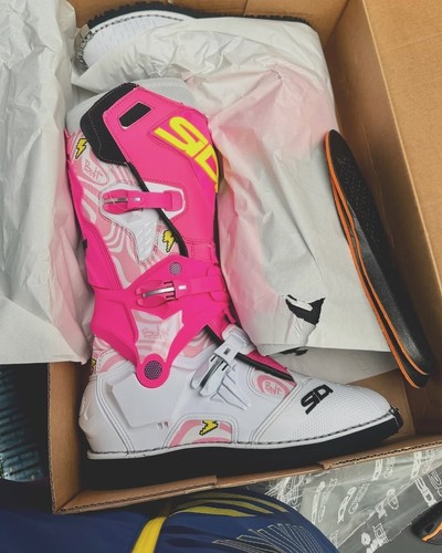 Sidi Crossair Billy Bolt Limited Edition Pink White Motocross HD Enduro MX Boots - Picture 5 of 24