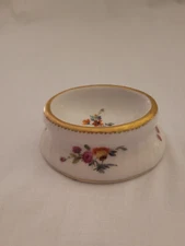 Antique porcelain  open salt cellar floral pink & gold pattern 1800's RC?