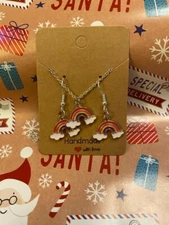 Handmade Bespoke Rainbow Pendant Necklace & Earring Set