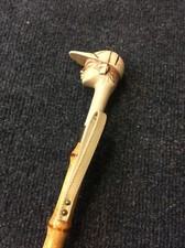 Vintage Shoe Horn 22" Bamboo Wood Resin Head Jockey Handle MCM