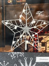 Star Led Christmas Tree Topper .Silver Glitter .for Xmas.NIP