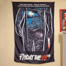 Friday the 13th banner 2x3 foot tapestry 80s VHS horror movies Jason Voorhees