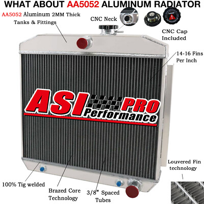 4-ROW 62MM CORE RADIATOR FOR 1955 1956 1957 CHEVROLET BEL AIR NOMAD DEL RAY V8