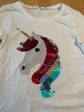 GAP KIDS REVERSIBLE SEQUINS UNICORN SHIRT GIRLS SZ L