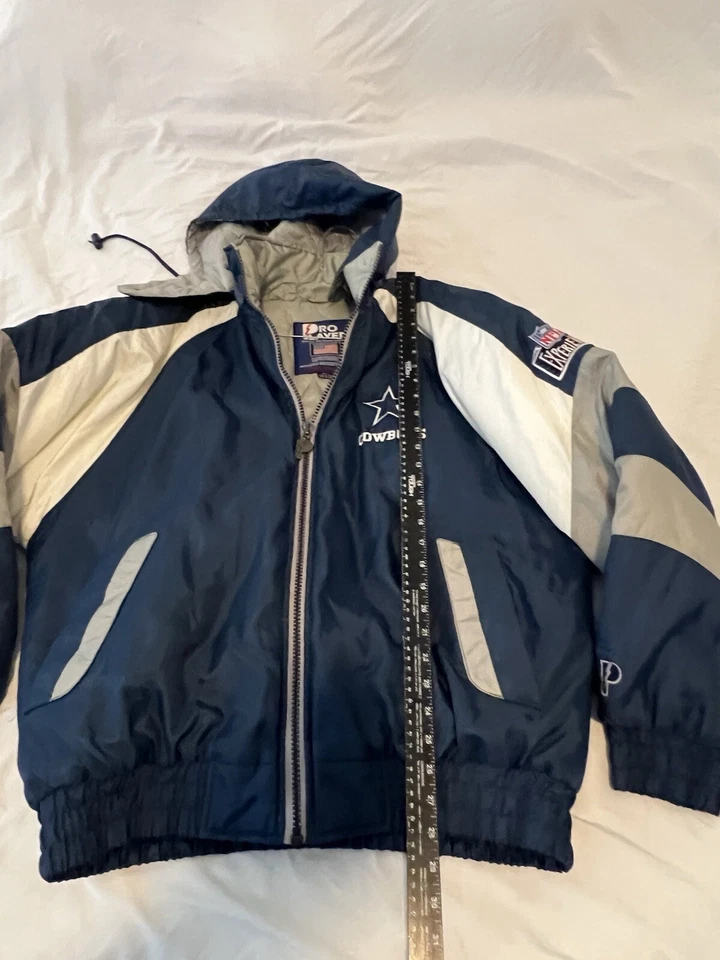 Vintage 90’s Pro Player NFL Dallas Cowboys azul y blanco puffer para hombre’s grande Foto 3 de 4