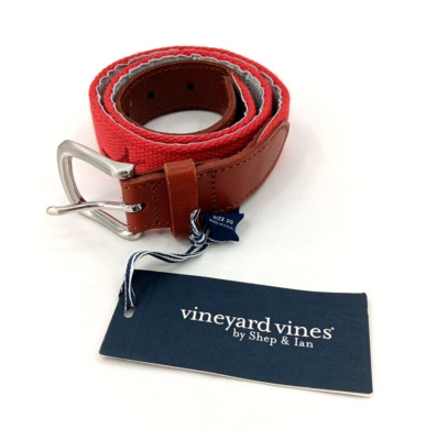 Vineyard Vines EMB Icon Belt Jetty Red Size 30 AB3-25