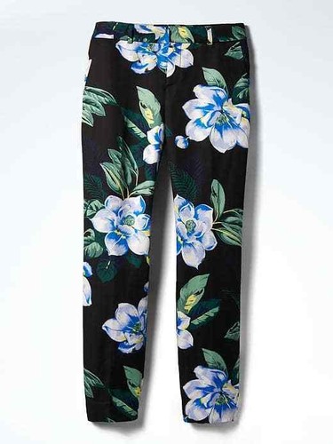 Banana Republic Avery-Fit Floral Pants Rayon Linen Black Inseam 25 Size 10S, NWT - Picture 3 of 3