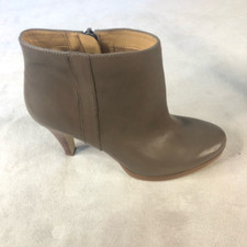 Nine West Womens Trivetto Ankle Boots Booties Brown Leather Stiletto Zip 6.5 M