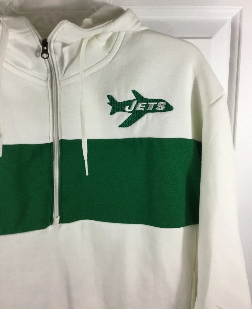 Nike Men’s NY Jets 1/4 Zip Fleece Hoodie Hooded Sweatshirt Off-White Green Sz S