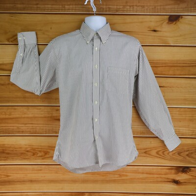 #ad John Henry Dress Shirt Wrinkle Free Pinpoint Oxford Mens Size 15.5 Gray Striped $14.39