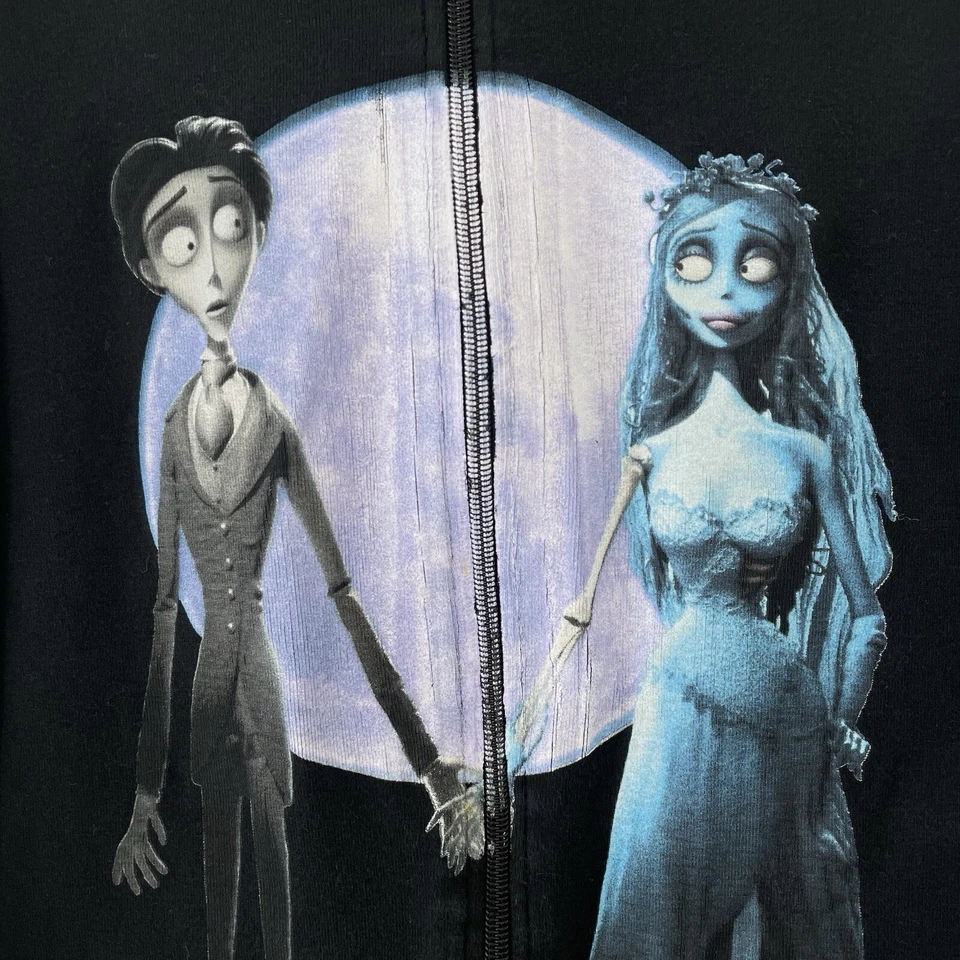 Vintage Y2K Tim Burton’s Corpse Bride Zip Up Hoodie Women’s M Rare Movie Gothic - Image 4 of 4