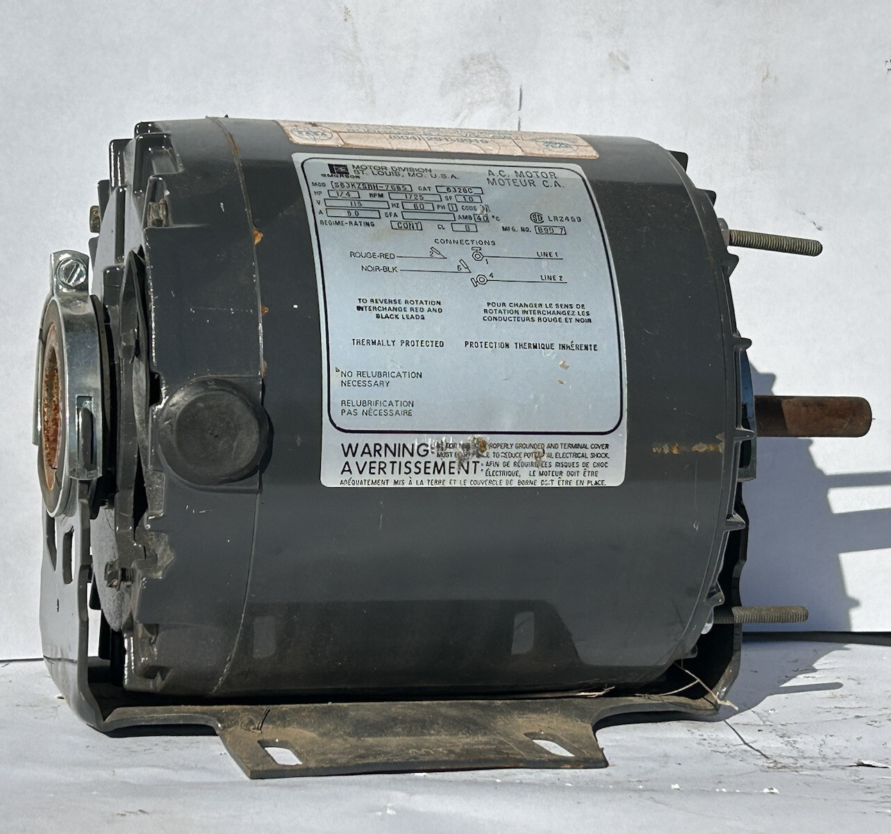 Emerson AC Motor S63KZSRH-7685 1/4HP 1725RPM 115V 60Hz 1 Phase | eBay