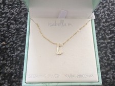 Gold on 925 Sterling silver CZ initial / Letter C Necklace Isabella M