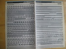 1 x Mecanorma Gro&szlig;- & Kleinbuchstaben & Zahlen Univers 53 9,3 mm Blatt Nr 53,36 CLN