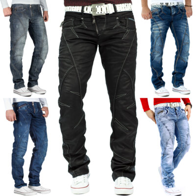 Cipo & Baxx Herren Jeans Freizeit Hose Straight Cut Fit Denim Designer Clubwear 