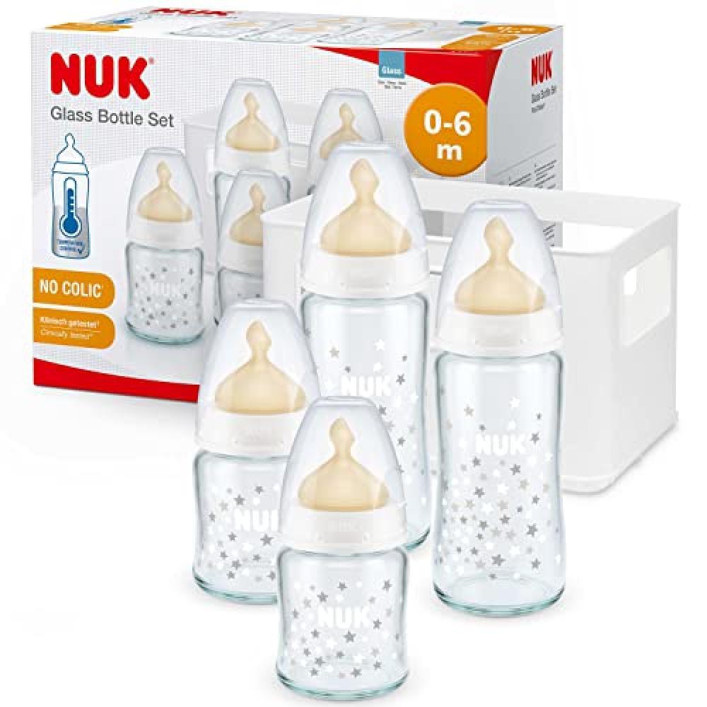 (TG. Set da 5 pezzi) NUK First Choice + Biberon di Vetro Starter Set, 0-6 Mesi,