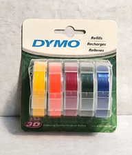 NEW DYMO Embossing Refill Label Tape • 3/8" x 4'  • No. 99786 • 5 Color Pack
