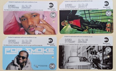 Hip Hop at Fifty, NYC MetroCards, 4 card set. Expired, Mint condition