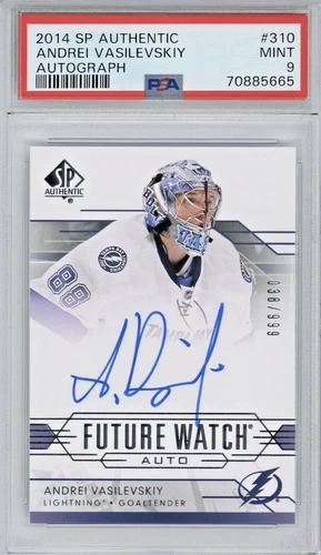 2014/15 UD SP AUTHENTIC Andrei Vasilevskiy AUTOGRAPH AUTO ROOKIE RC PSA 9