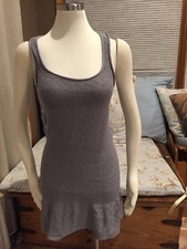 Frenchi Gray Mixed Weave Knit Scoop Neck Sweater Dress Small Excellent