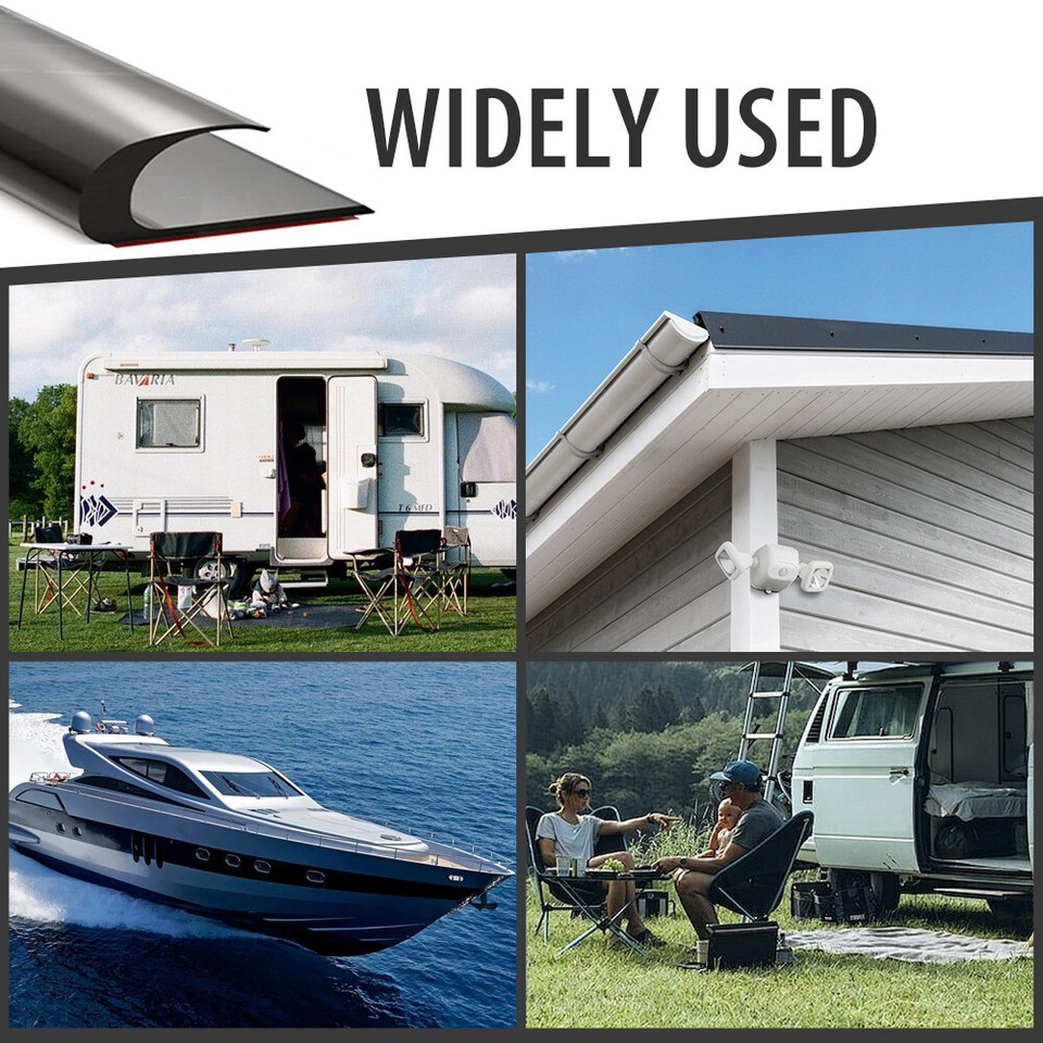 16Feet PVC Roof Rain J Shape Rain Gutter For Cars Vans RVs Flexible