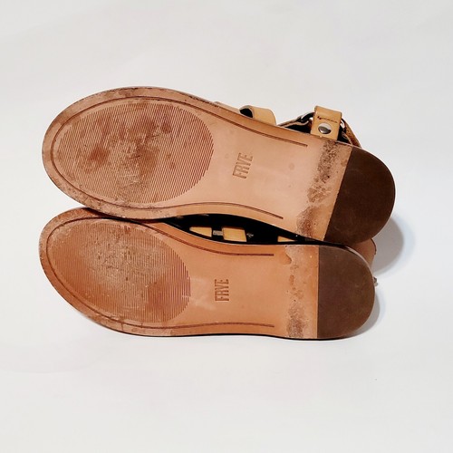 Frye Andora Gladiator Caged Flat Sandals Brown Tan Leather Ankle Buckle Wms 7M - Picture 14 of 24