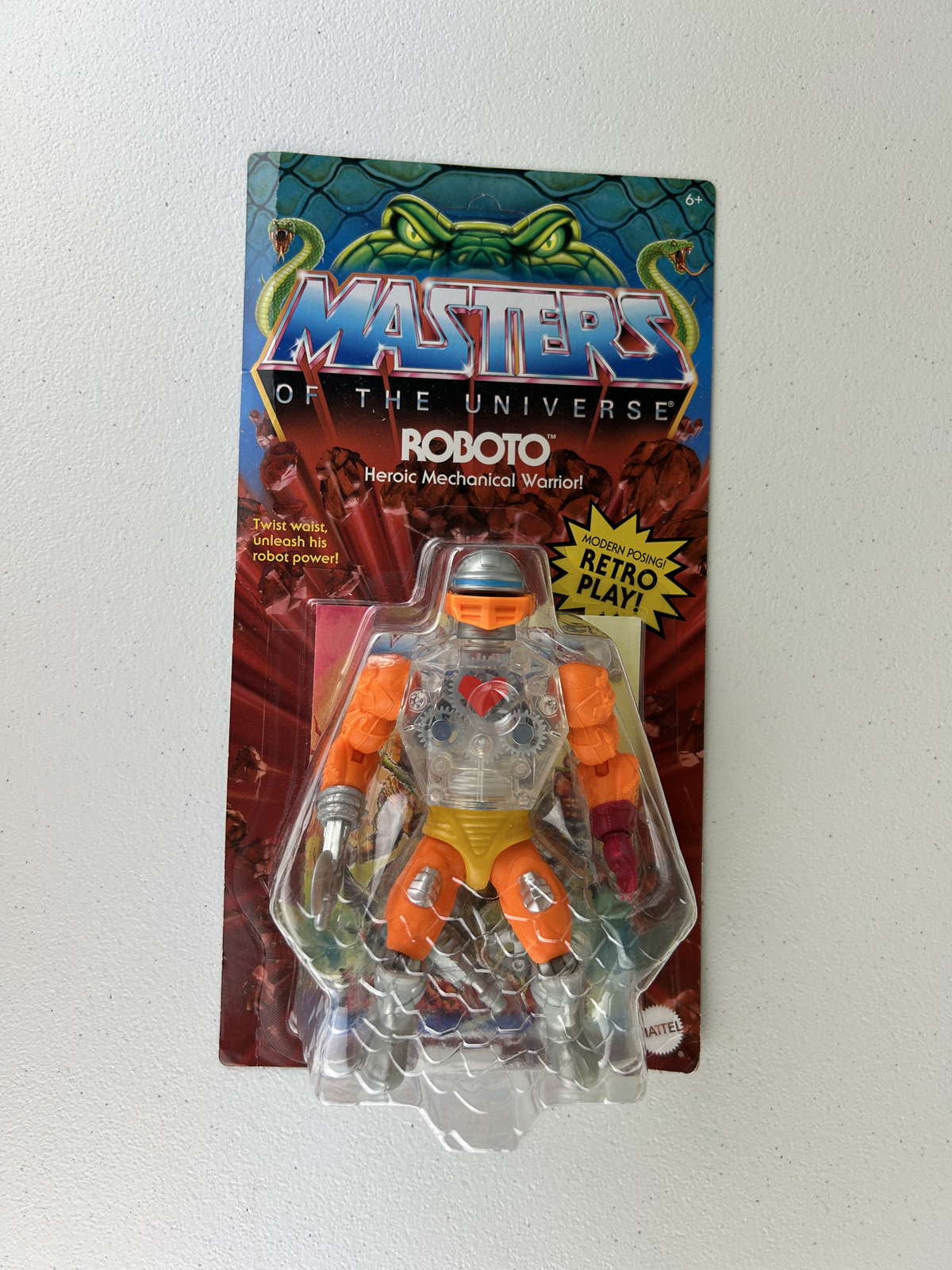Mattel Masters of the Universe Roboto Snake Men - orange arms - heart on chest