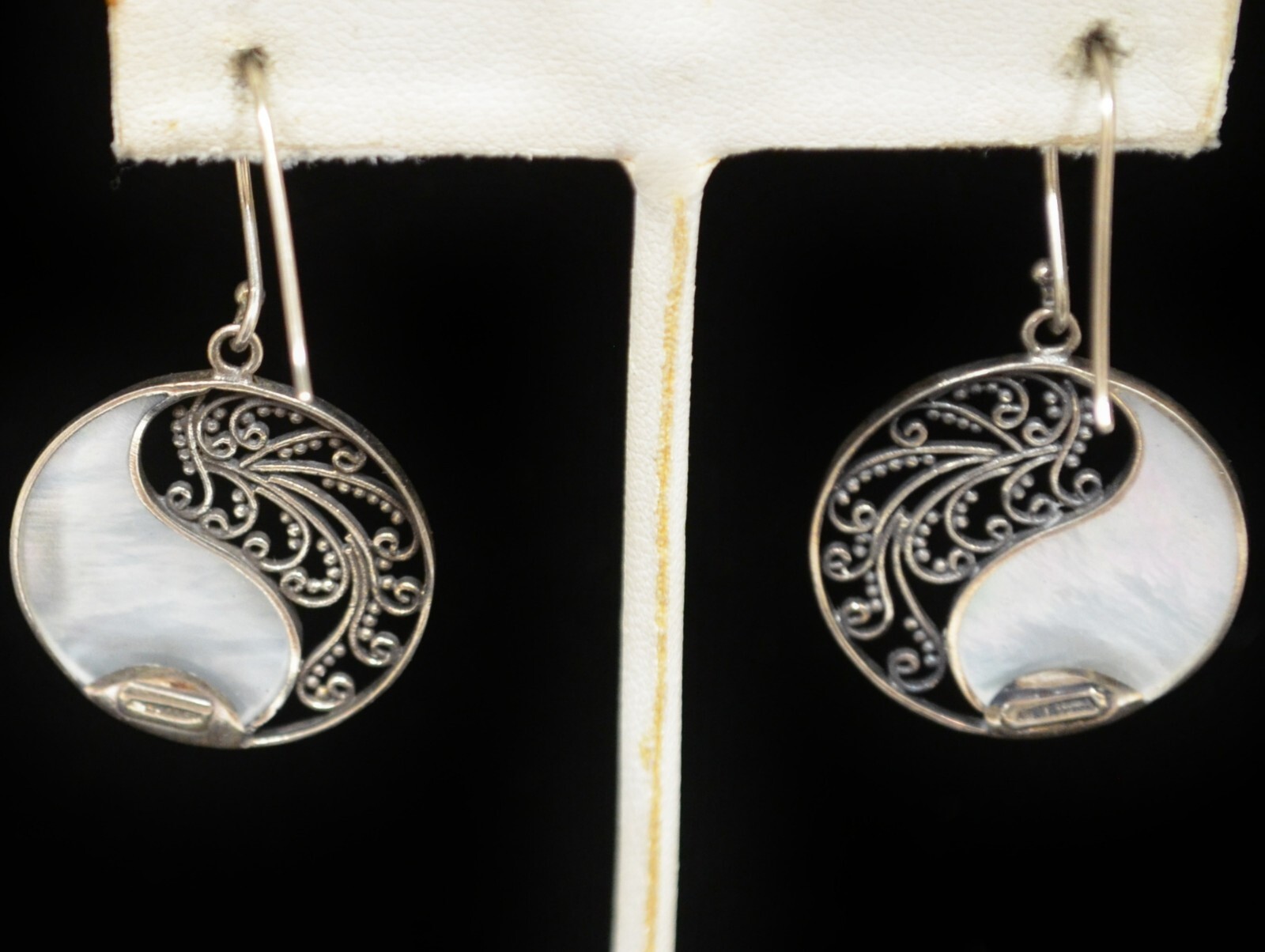 Sterling Silver Pretty Circle Dangle Earrings #FM… - image 3