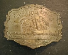 Livingston Wells  Co Foreign  Domestic Gold Dealers Galleon Ship Belt Buckle