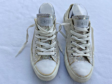 Converse All Star Silver Glitter Low-Top Sneakers Women's Size 8 Men's Size 6
