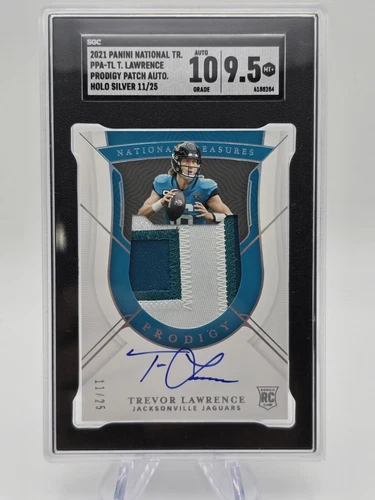 2021 National Treasures Trevor Lawrence Prodigy Silver Patch Auto RC /25 SGC 9.5