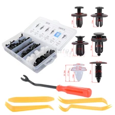100Pc Clip Car Auto Push Pin Rivet Bumper Fastener Panel Retainer Plastic +5Tool