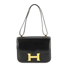 HERMES Constance 23 Shoulder Bag Box Calf Leather Black Purse 90224239