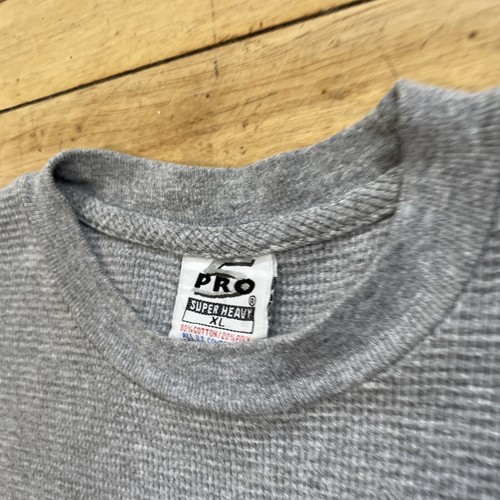 PRO SUPER HEAVY Thermal Shirt Men XL Gray Vtg y2k USA Waffle Knit Skate Grunge - Picture 4 of 20