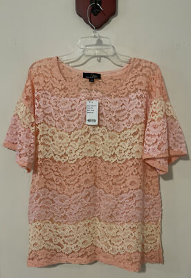 Suzanne Betro Womens Large Pink Floral Tunic Style Sheer Flowy Blouse NWT! A5943