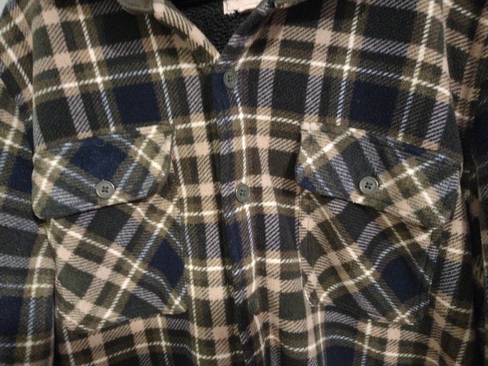 Boston Traders Men’s Fleece Lined Flannel Shirt Jacket Blue/Green/Tan Sz L - Image 3 of 4