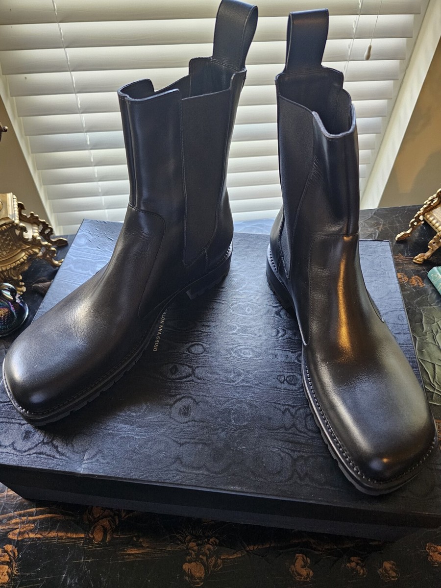 Dries Van Noten Black Leather Chelsea Boots $1395 - EU 46 - US 13