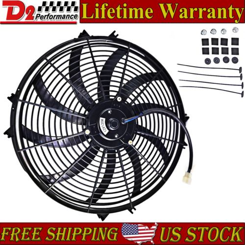 16"Inch 120W Universal Electric Radiator Cooling Slim Fan Pull Push Mount Kits - Bild 2 von 5