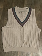 VINTAGE Cutter Buck Sweater Vest L USA Made Beige Pullover See Pics