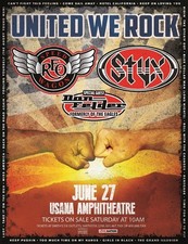 REO SPEEDWAGON / STYX "UNITED WE ROCK" 2017 SALT LAKE CITY CONCERT TOUR POSTER