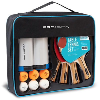 PRO-SPIN Portable Ping Pong Set with Retractable Net & High-Performance Paddles