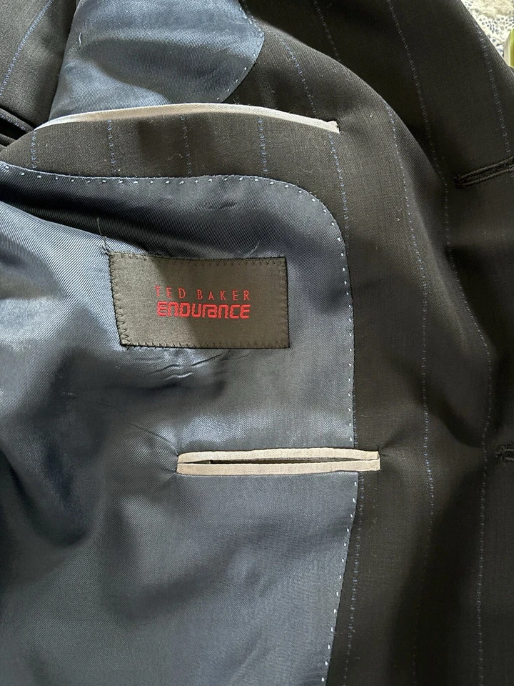 Traje Ted Baker London Endurance Azul Rayas Lana Diseñador 2 piezas Para Hombre 42R, 36W EE. UU. Foto 2 de 4