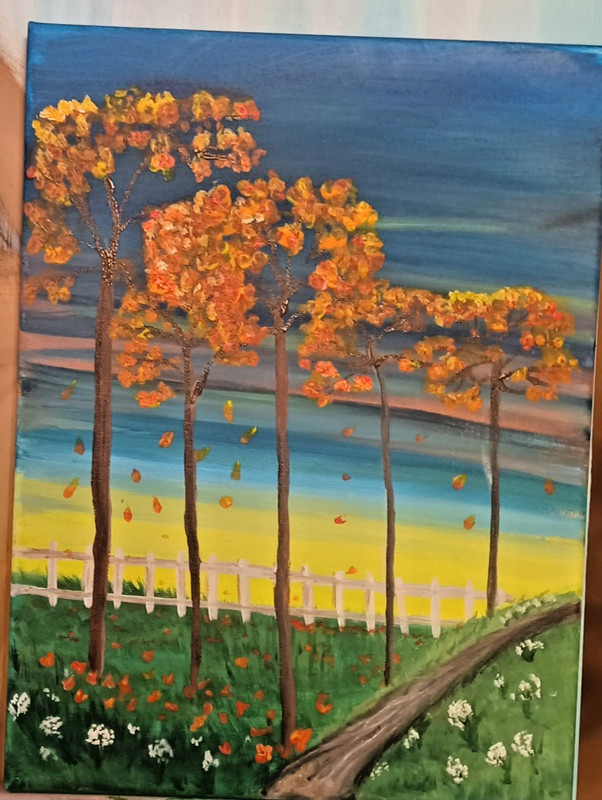Original Art Painting by Seller Country Road, Floral 9 x 12 Stretched Canvas