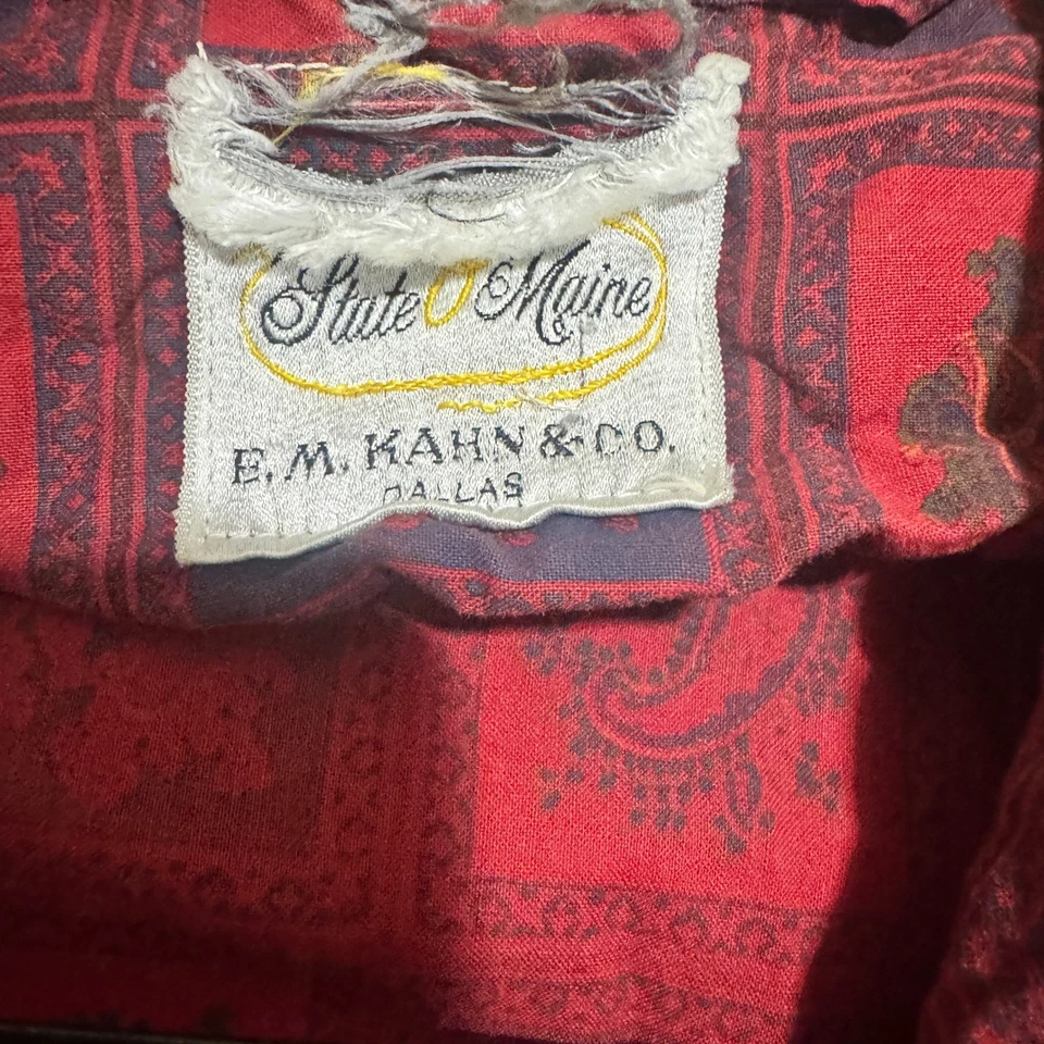 Bata State O Maine Para Hombre S/M Borgoña Rojo Paisley Cinturón Ligera De Colección Años 50 Foto 4 de 4