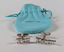 Rare Tiffany & Co. Silver 925 "For Ever" Cuff Links In  Pouch & Box 6.5g