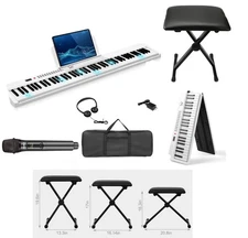 🎄HOLIDAY SALE!🎄88 Key Foldable Electric Piano/Keyboard +Stand +Stool +Case!