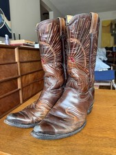Vintage Texas Thunderbird Cowboy Boots Rainbow Peacock Usa Made 70s 10.5 D Vintage Texas Thunderbird Cowboy Boots Rainbow Peacock Usa Made 70s 10.5 D