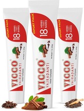 Vicco Vajradanti Toothpaste 3 Pack 7oz Fluoride Free Ayurvedic Herbal Vegan 0.95 per gallon
