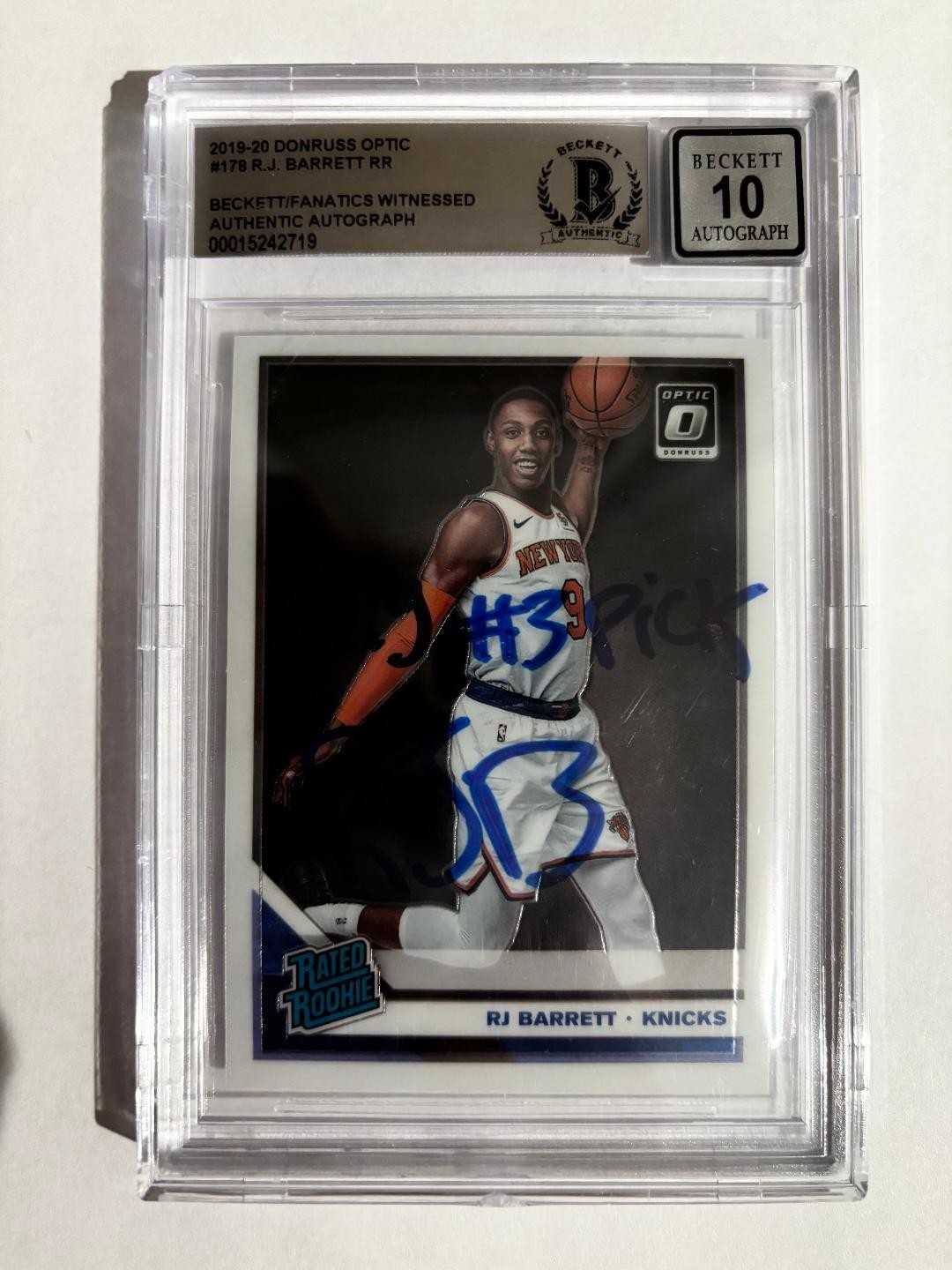 2019-20 DONRUSS OPTIC # 178 R.J. BARRETT ROOKIE AUTOGRAPH GRADED 10