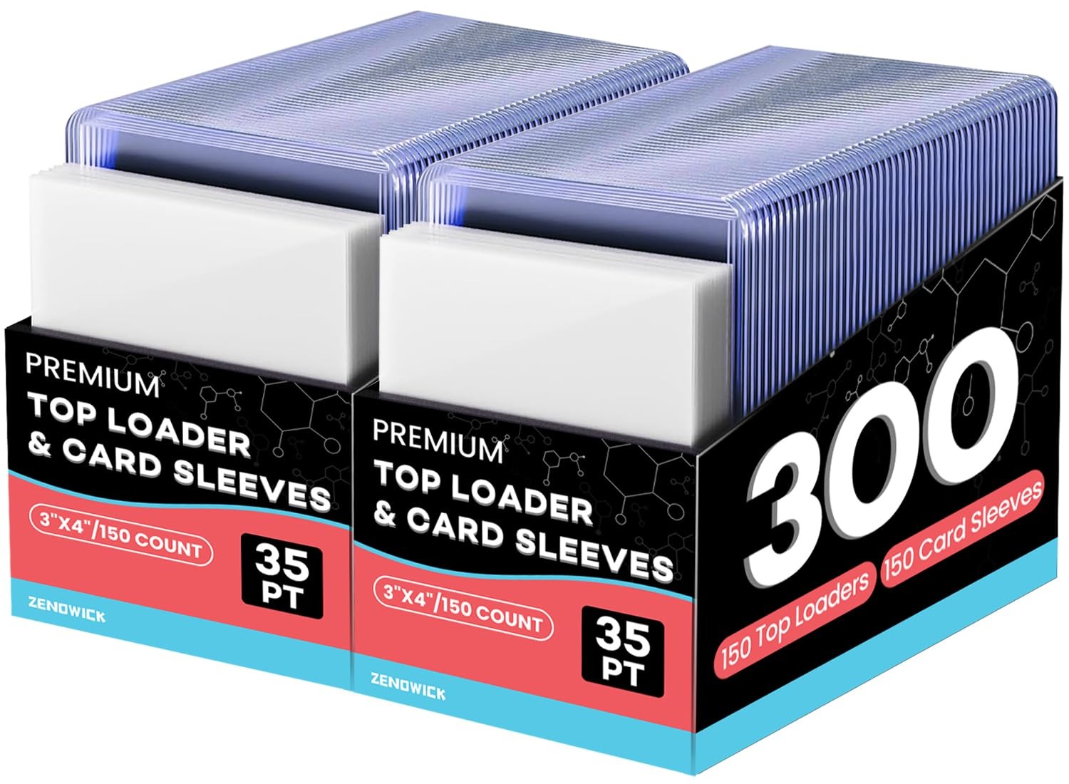 300 Card Sleeves Top Loaders for Cards, 3" x 4" Hard Plastic Toploaders, Base...